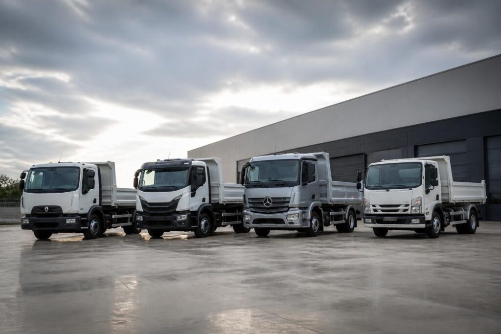 découvrez notre comparatif complet des camions benne 3t5 neufs des marques renault, iveco, mercedes et isuzu pour choisir le modèle adapté à vos besoins professionnels.
